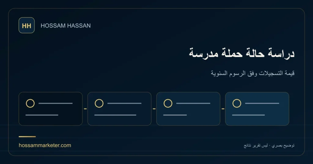دراسة حالة حملة مدرسة — قيمة التسجيلات وفق الرسوم السنوية